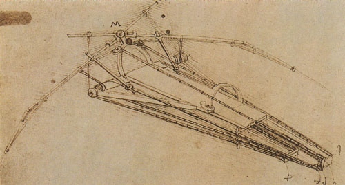 Drawing of a flying machine de Leonardo da Vinci