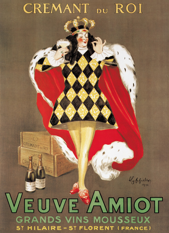 Poster advertising 'Veuve Amiot' sparkling wine de Leonetto Cappiello