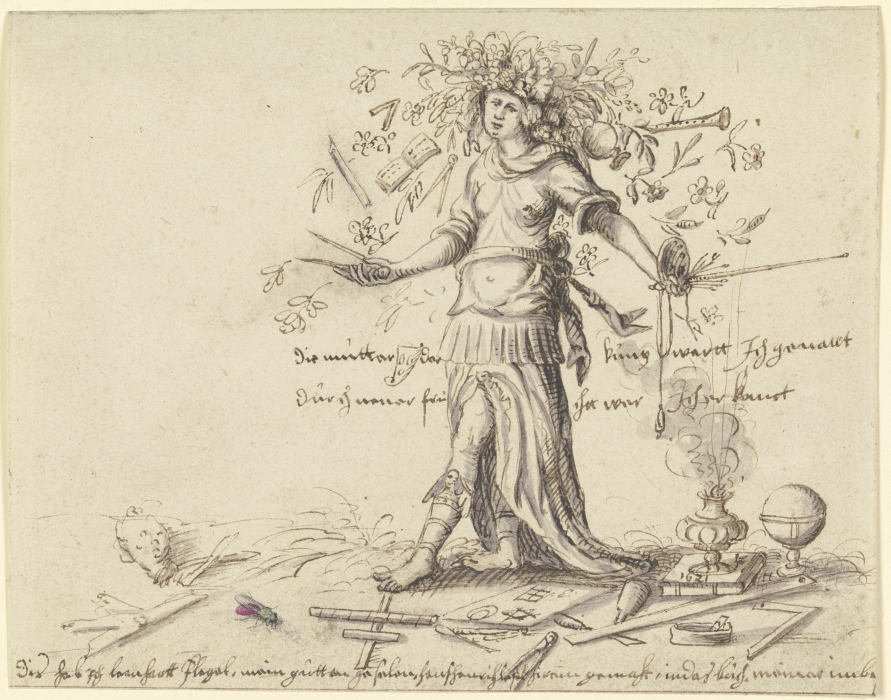 Allegorische Frauengestalt mit einem Blumenkranz im Haar de Leonhardt Flegel