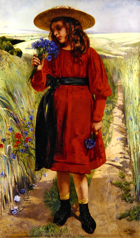Spring or, Young Girl with Cornflowers (oil on canvas)  de Leon Henri Marie Frederic