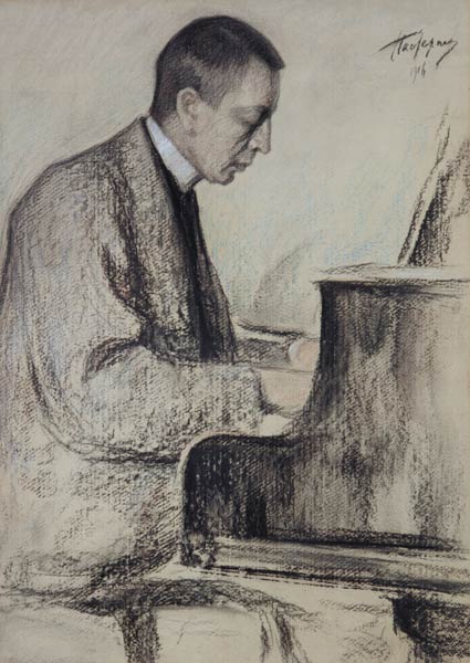 Portrait of the composer S.Rachmaninow. de Leonid Ossipowitsch Pasternak