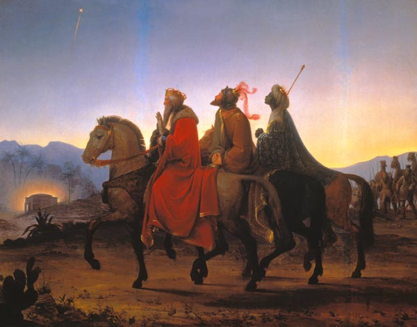 The sacred three kings at her ride to Bethlehem. de Leopold Kupelwieser
