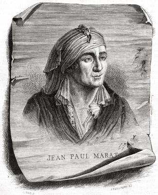 Portrait of Jean Paul Marat (1743-93) engraved by Jean Baptiste Amedee Guillaume (1822-93) (engravin de Leopold Mar
