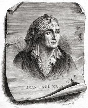 Portrait of Jean Paul Marat (1743-93) engraved by Jean Baptiste Amedee Guillaume (1822-93) (engravin