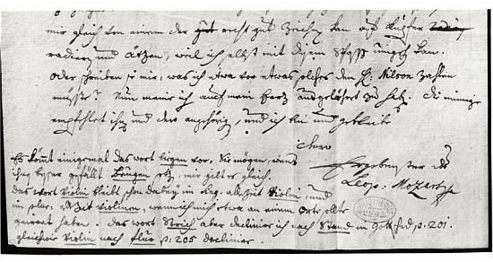 Letter from Leopold Mozart (1719-87), 7th July 1755 de Leopold Mozart