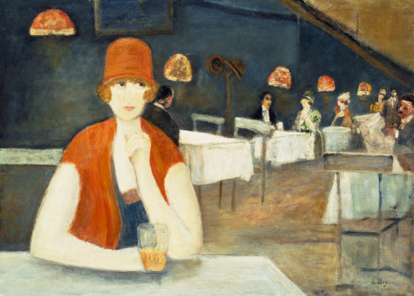 Scene in the café. de Lesser Ury