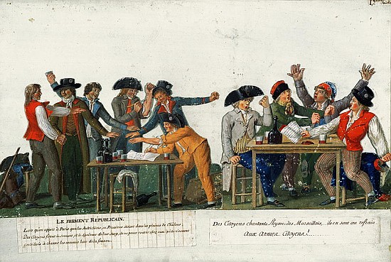 The Republican Oath being signed in blood and singing ''The Marseillaise'', c.1792 de Lesueur Brothers