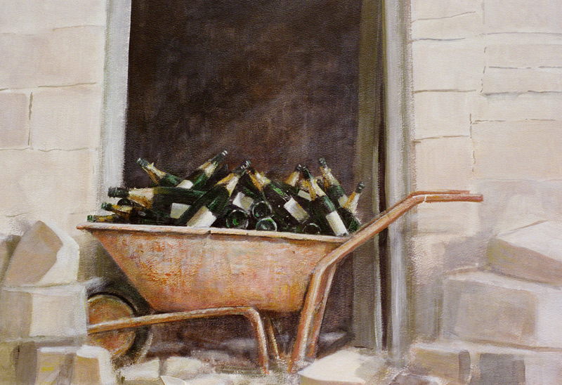 Champagne Wheelbarrow, 1985 (acrylic on canvas)  de Lincoln  Seligman