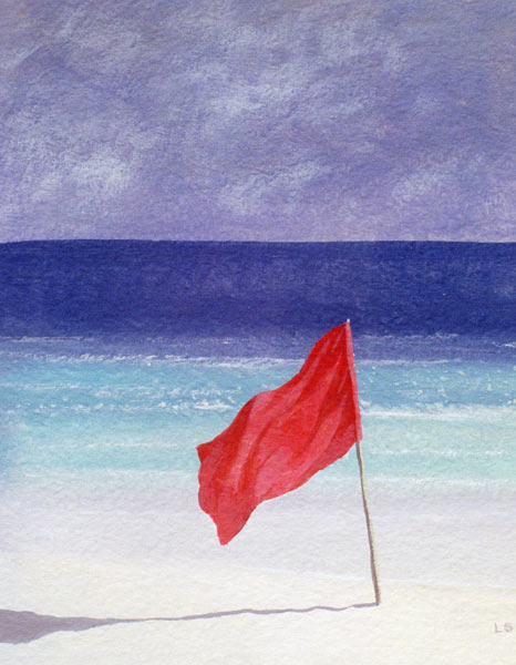 Beach Flag - Storm Warning, 1985 (acrylic on paper)  de Lincoln  Seligman
