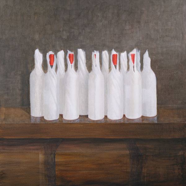 Bottles in paper, 2005 (acrylic on canvas)  de Lincoln  Seligman