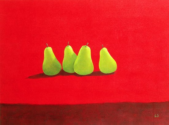 Pears on Red Cloth (oil on canvas)  de Lincoln  Seligman