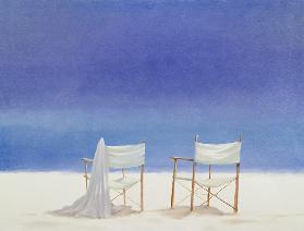 Chairs on the beach, 1995 (acrylic on canvas) 