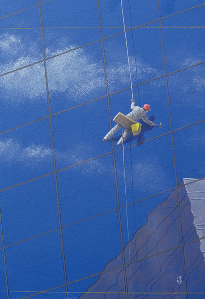 Window Cleaner, 1990 (acrylic on paper)  de Lincoln  Seligman