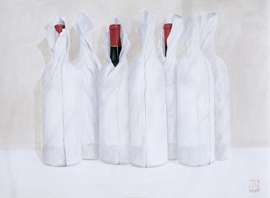 Wrapped bottles 3, 2003 (acrylic on paper)  de Lincoln  Seligman