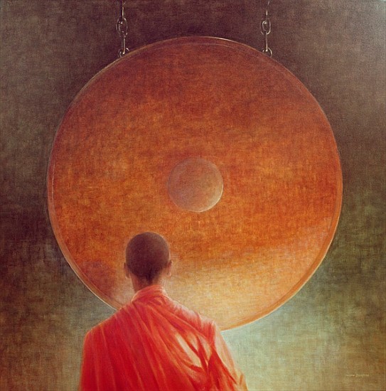 Young Monk with Gong (oil on canvas)  de Lincoln  Seligman