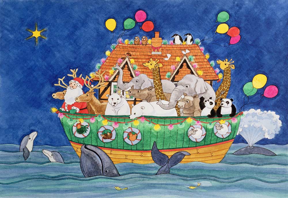 Santa''s Ark (gouache on paper)  de Linda  Benton