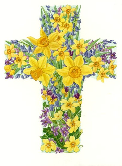 Floral Cross I, 1998 (w/c on paper)  de Linda  Benton