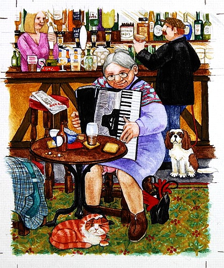 Grandma and a cats and an accordion de Linda  Benton