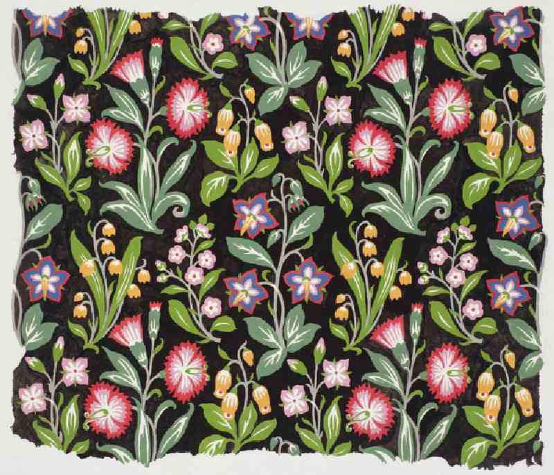 Floral design on black ground de Lindsay P. Butterfield