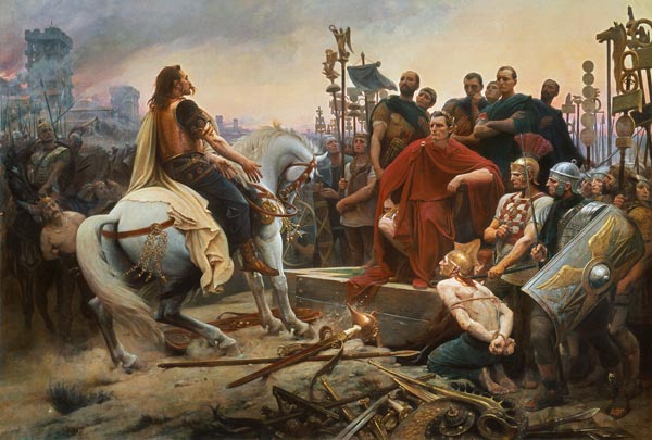 Vercingetorix throws down his arms at the feet of Julius Caesar de Lionel Noel Royer