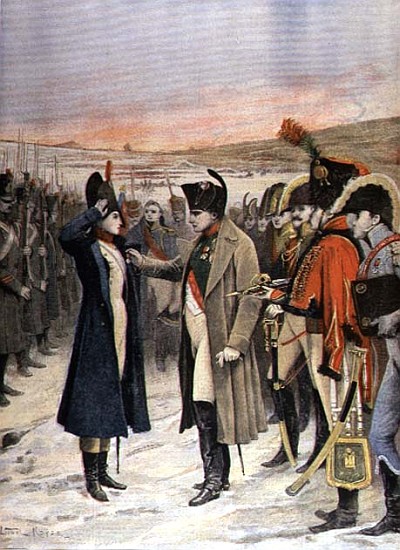 Napoleon Bonaparte (1769-1821) presenting the female officer, Marie Schellinck with a medal on the b de Lionel Noel Royer
