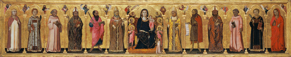 Thronende Madonna mit Kind und dem Stifter, zwölf Heiligen und Propheten de Lippo Memmi