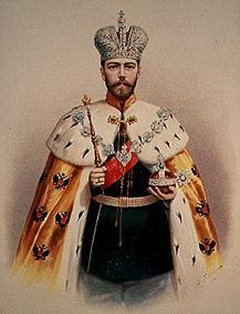 Portrait of the Tsar Nikolai II. de Lithographie