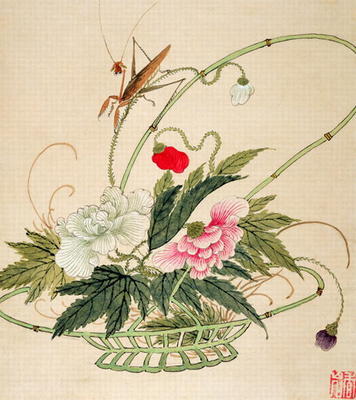 One of a series of paintings of flowers and insects, late 19th century (w/c on paper) de Liu Hua