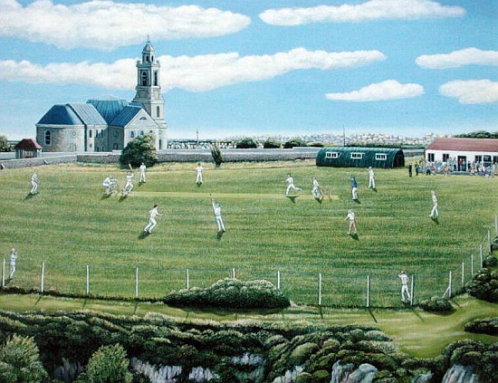 Cricket Match on Portland (oil on canvas)  de Liz  Wright