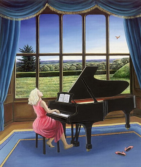 Playing Mozart (oil on canvas)  de Liz  Wright