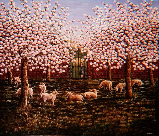 Sheep in the Orchard, 1987  de Liz  Wright