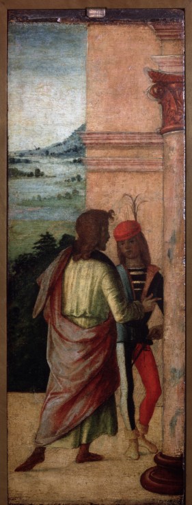 Two Young Men at a Column de Lorenzo Costa