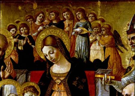 The Marriage of Saint Catherine of Siena, detail of the head of the Virgin and angels de Lorenzo d'Alessandro  da Severino II