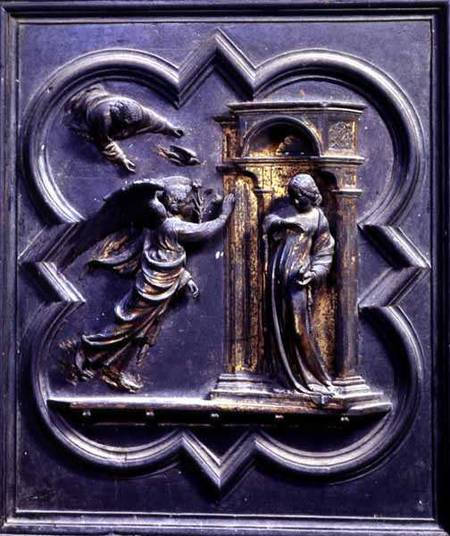 The Annunciation, first panel of the North Doors of the Baptistery of San Giovanni de Lorenzo  Ghiberti
