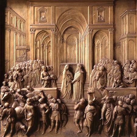 The Meeting of King Solomon and the Queen of Sheba, one of ten relief panels from the Gates of Parad de Lorenzo  Ghiberti
