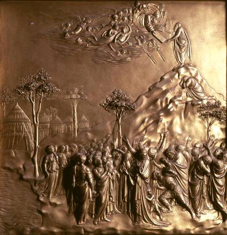 Moses receiving the Tablets of the Law, one of ten relief panels from the Gates of Paradise (East do de Lorenzo  Ghiberti