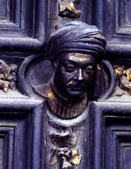 Self Portrait, fifth head from the top on the left door of the North Doors of the Baptistery of San de Lorenzo  Ghiberti