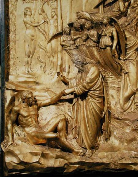The Story of Adam, detail of the Creation of Adam and the Temptation of Adam and Eve, from one of th de Lorenzo  Ghiberti
