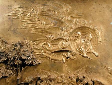 The Story of Adam, detail of God the Father with Angels, from one of the original panels from the Ea de Lorenzo  Ghiberti