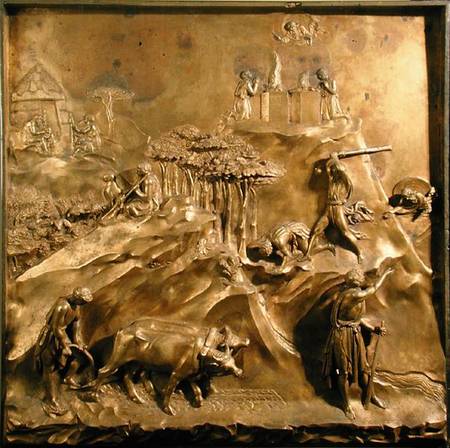 The Story of Cain and Abel: The Sacrifice, The Murder of Abel and God Banishing Cain, original panel de Lorenzo  Ghiberti