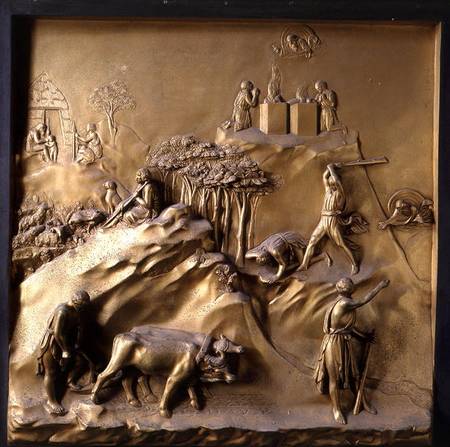 The Story of Cain and Abel: The Sacrifice, The Murder of Abel and God Banishing Cain, one of ten rel de Lorenzo  Ghiberti
