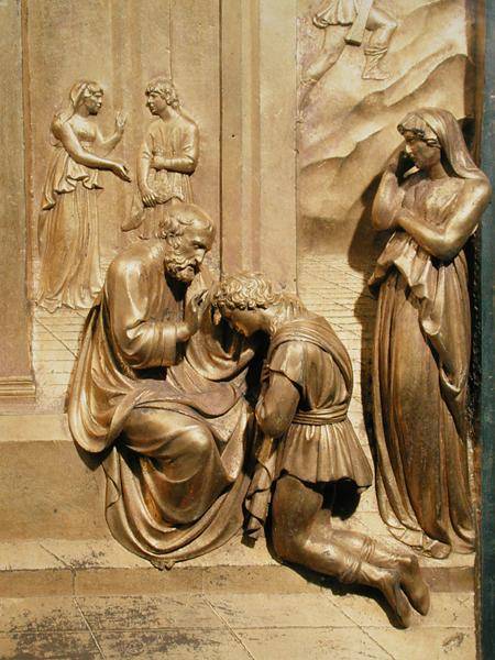 The Story of Jacob and Esau, detail of Isaac Blessing Jacob, from the original panel from the East D de Lorenzo  Ghiberti