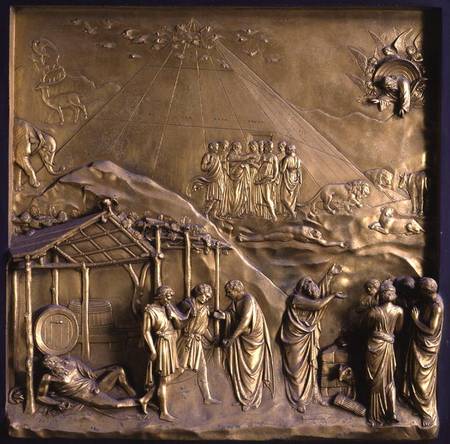 The Story of Noah: the Exodus from the Ark, the Drunkenness of Noah and his Sacrifice to God, one of de Lorenzo  Ghiberti