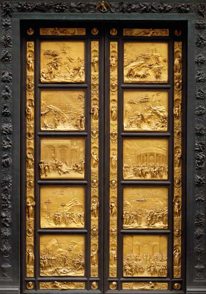 The Gates of Paradise (East Doors) comprising 10 relief panels depicting Old Testament scenes de Lorenzo  Ghiberti