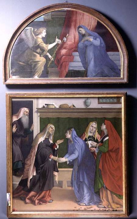 The Annunciation and The Visitation, two paintings constituting an altarpiece de Lorenzo Lotto