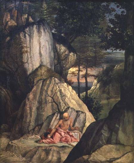 St. Jerome Meditating in the Desert de Lorenzo Lotto