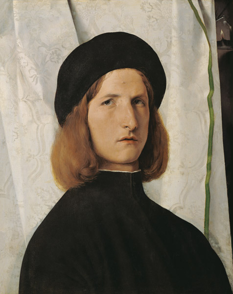 Portrait of a juvenile in front of a white curtain de Lorenzo Lotto