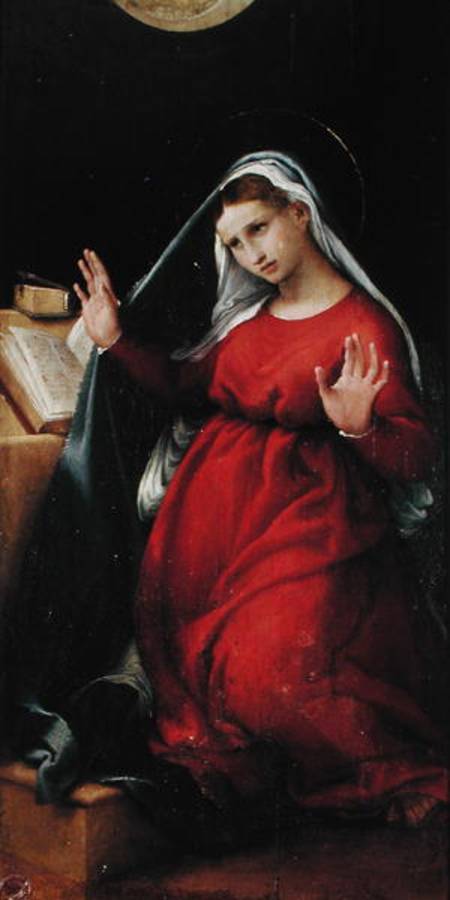 The Virgin, right hand panel from the Annunciation de Lorenzo Lotto