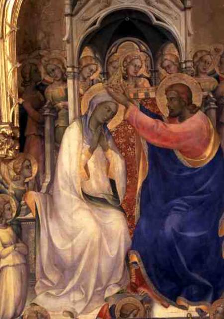 The Coronation of the Virgin, detail showing Christ crowning the Virgin de Lorenzo  Monaco