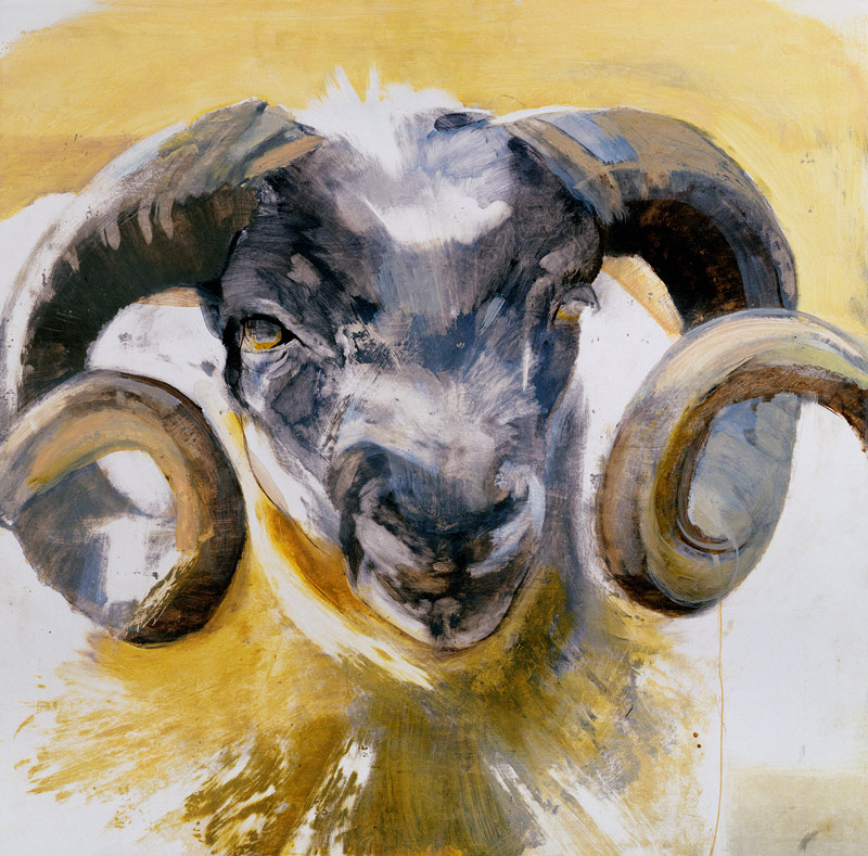 Long Horn Sheep (mixed media)  de Lou  Gibbs